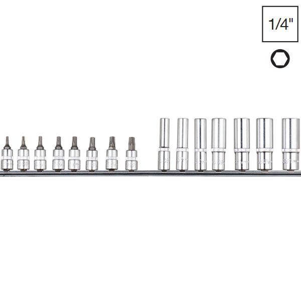 Bộ tuýp 13-TKLS 15, 15 chi tiết, đầu tuýp mũi vít sao TX 1/2 inch . ELOFORT