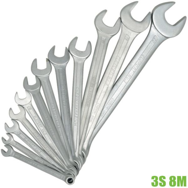 Bộ cờ lê vòng miệng 3S 8M, 8 cây từ 8 đến 19mm chuẩn DIN 3113A