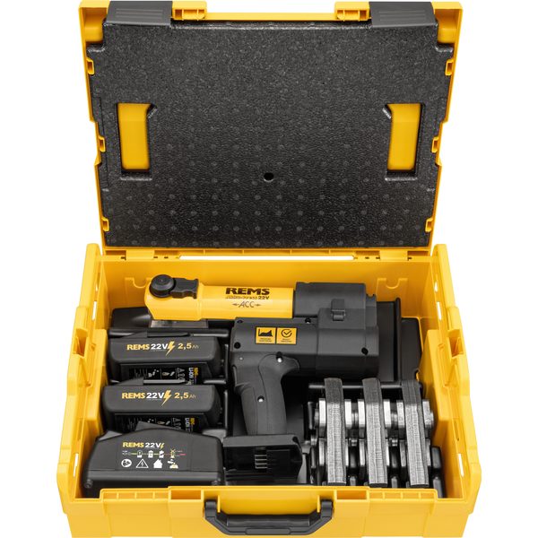Akku-Press 22V ACC Set M 15+18+22 +batt. 2,5 Ah L-Box REMS 576069 R220