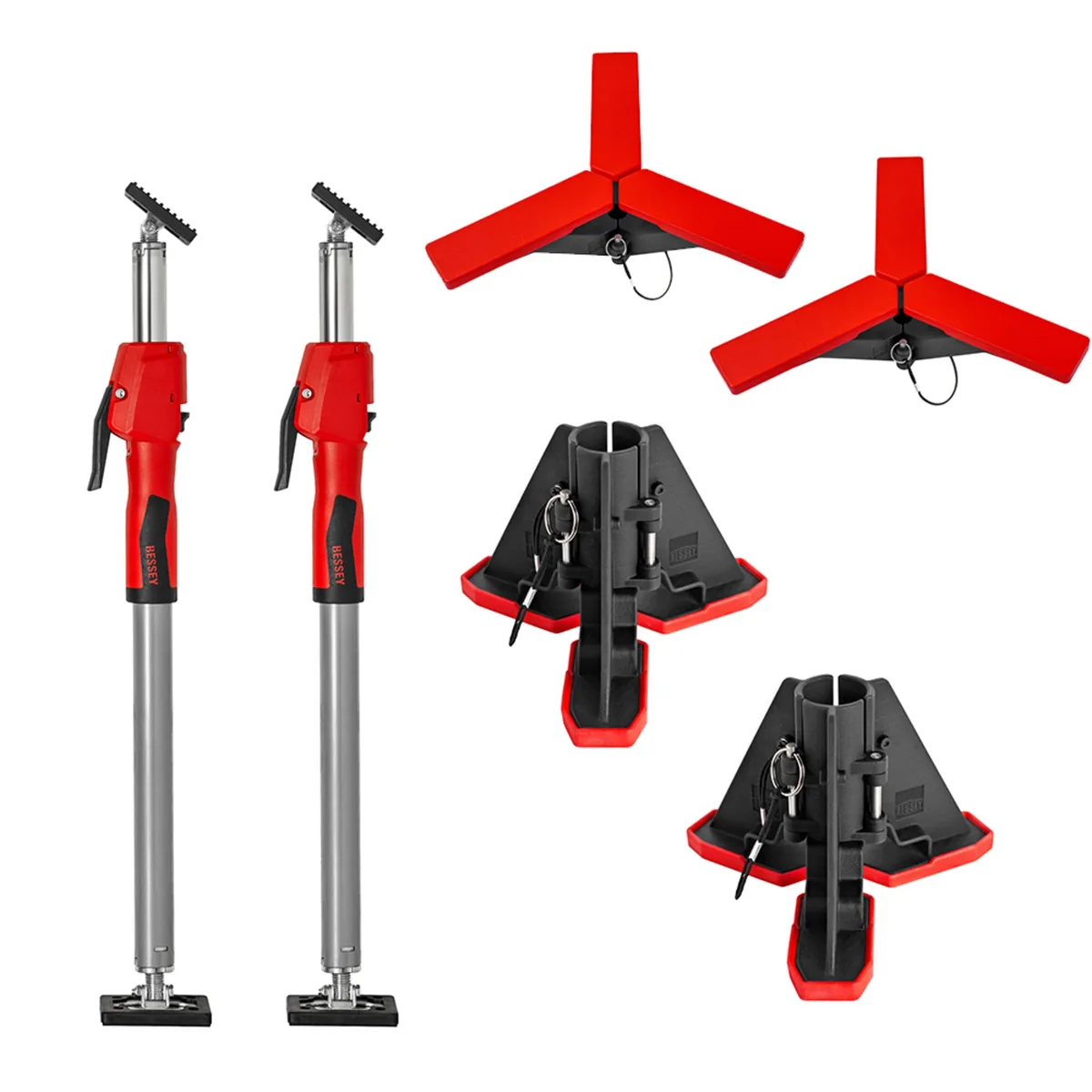 Bộ thanh chống trần BESSEY STE90-SET, 2 thanh dài 575–910 mm kèm chân đế
