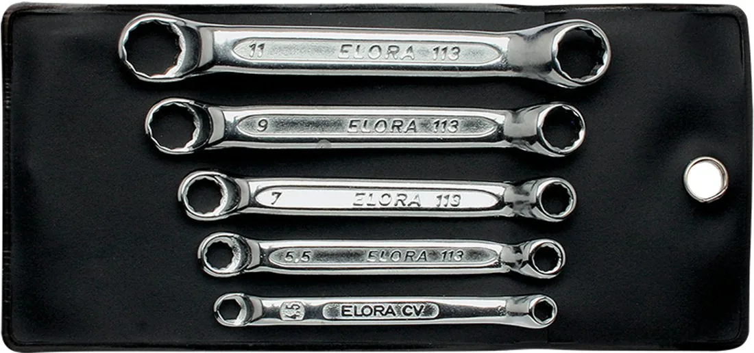 Bộ cờ lê 2 đầu vòng ELORA 113S, loại ngắn, đựng trong túi nhựa