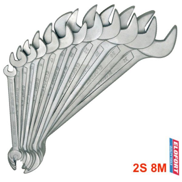 Bộ cờ lê 2 đầu miệng 2S-8M, 8 cây từ 6 đến 22mm chuẩn DIN 3110