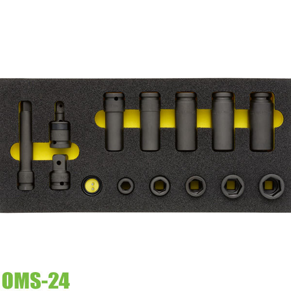 Bộ đầu tuýp đen 15 món vuông 1/2 inch OMS-24, cho tủ đồ nghề ELORA