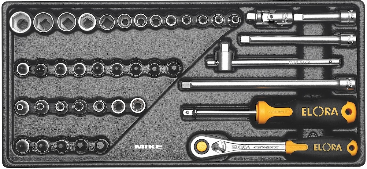 Bộ đầu tuýp ELORA MS-50 kiểu module, đầu vuông 1/4 inch. Made in Germany