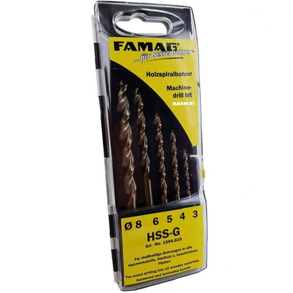 Bộ mũi khoan gỗ HSS-G FAMAG 1594.8, đựng trong hộp nhựa thumbnail 4