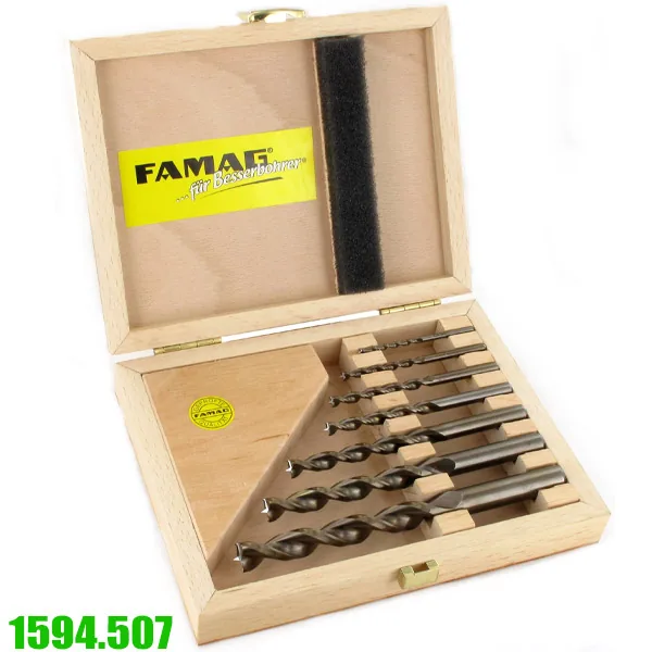 1594.507 Bộ mũi khoan gỗ cao cấp 7 chi tiết dòng HSS-G, được đựng trong hộp gỗ