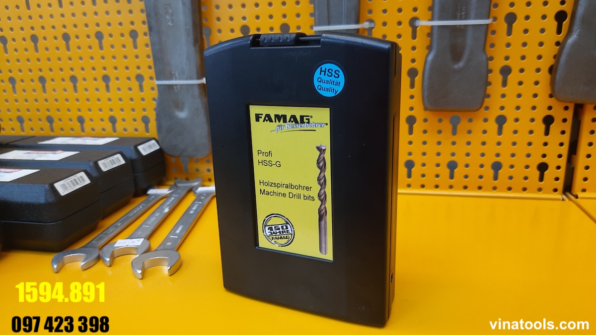 Bộ mũi khoan gỗ 19 chi tiết FAMAG 1594.819, đựng trong hợp nhựa