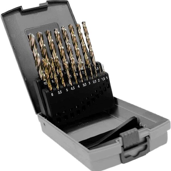 Bộ mũi khoan kim loại HSS-Co TDS, từ 19-25 mũi Ø1–13mm. Euroboor