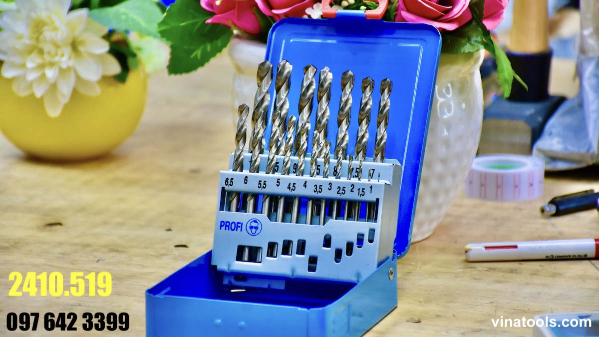 2410.519 Bộ mũi khoan kim loại 19 mũi, CHUÔI TRỤ