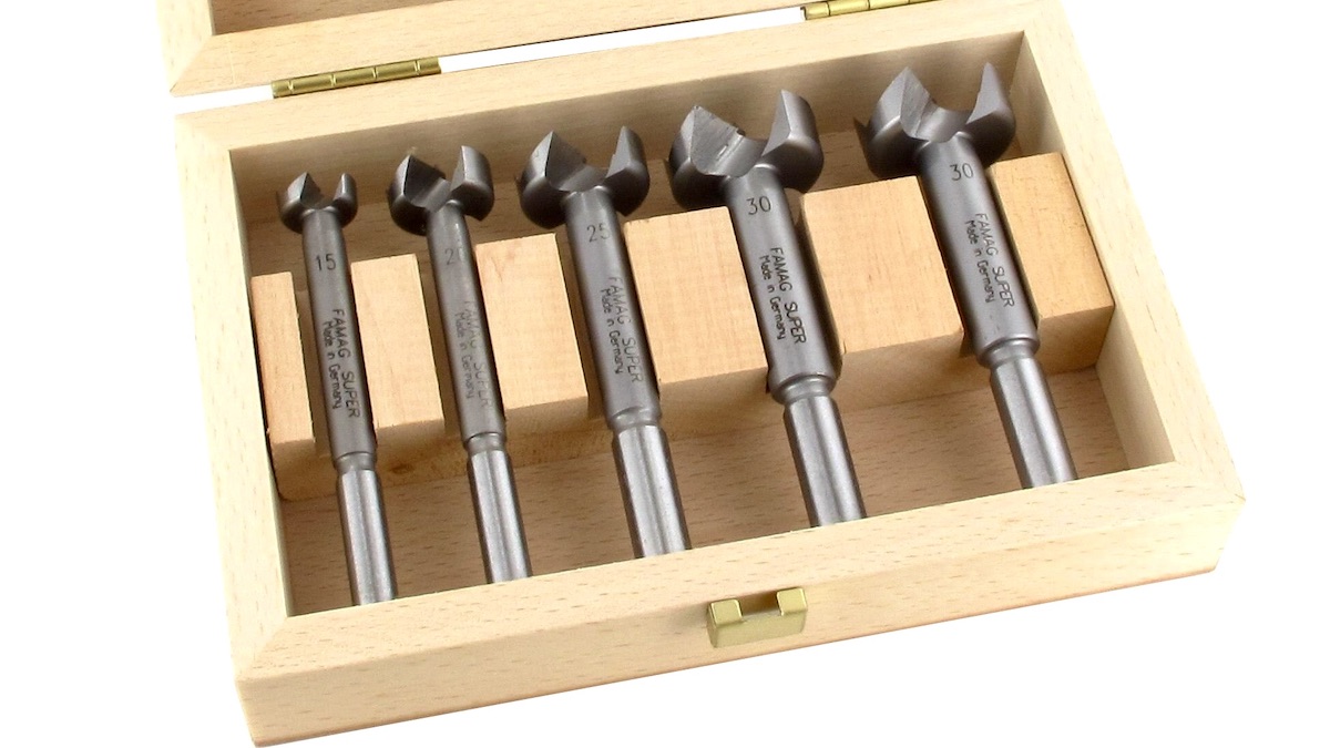 Bộ mũi khoét gỗ 5 cây từ 15 đến 35mm trong hộp gỗ FAMAG 1630.505