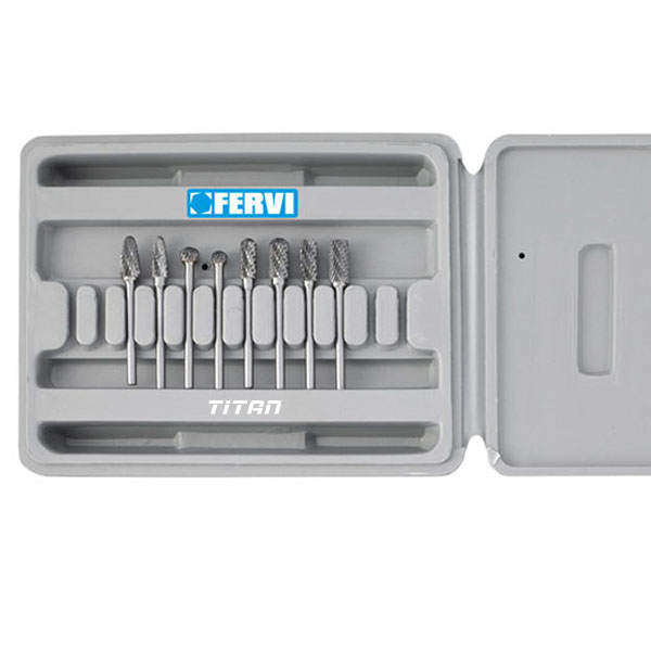 Bộ mũi mài hợp kim FERVI F008/3, gồm 8 mũi, chuôi Ø3mm