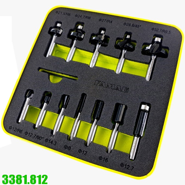 Bộ mũi soi gỗ 12 chi tiết FAMAG 3381.812, gắn mảnh hợp kim