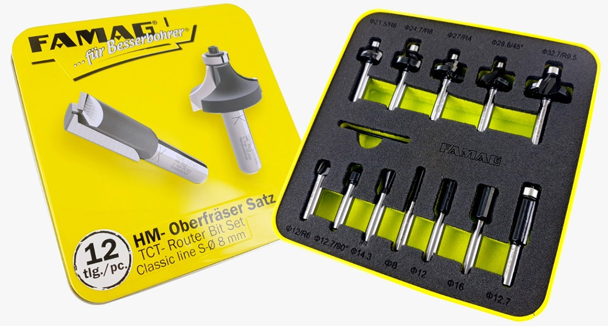 3381.812 Bộ mũi soi gỗ 12 chi tiết gắn mãnh hợp kim, chuôi Ø8 mm