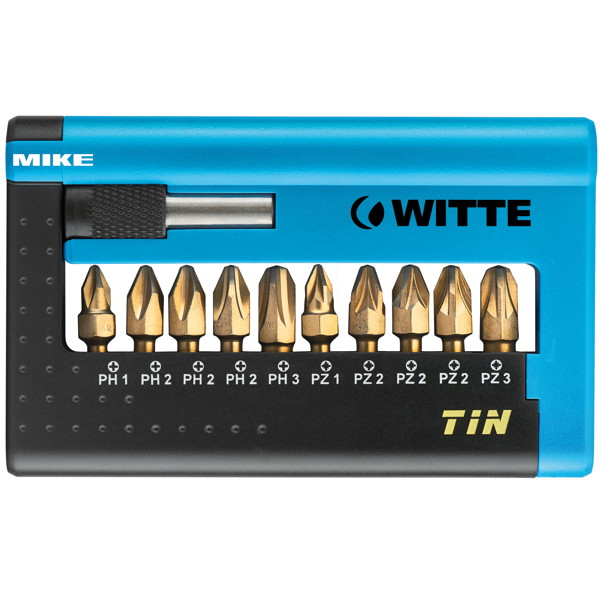 Bộ mũi vặn vít phủ TiN WITTE 28463 COMBIT BOX® 11 chi tiết