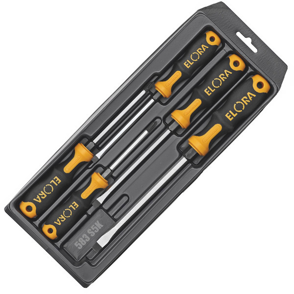 Bộ tua vít 5 cái ELORA 583S5-K, gồm dẹt và bake cán gốc lục lăng