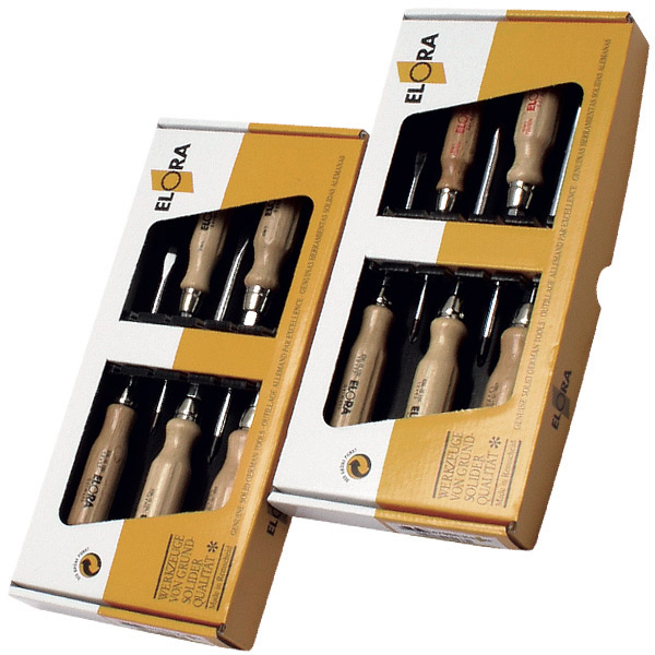 Bộ tua vít cán gỗ 5 cây ELORA 677 S5-K, bao gồm dẹt và hoa thị