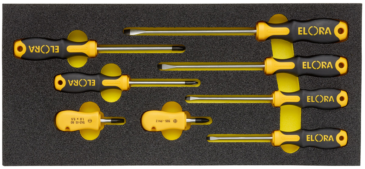 OMS-11 Bộ tua vít 5 cây dẹp, 3 cây bake chrome vanadium Elora