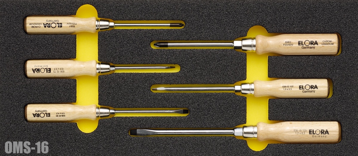 Bộ tô vít cán gỗ 6 cây dùng cho tủ đồ nghề Elora