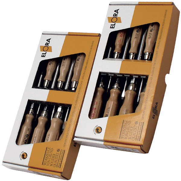 Bộ tua vít cán gỗ ELORA 670-S7K gồm 7 cây, 5 cây dẹt và 2 bake