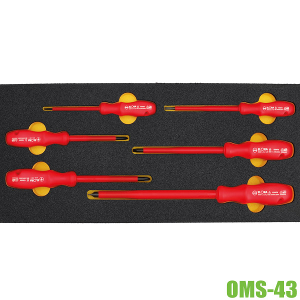 Bộ tô vít cách điện 6 món ELORA OMS-43, đầu dẹt và pake