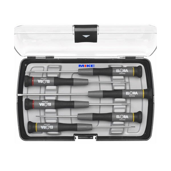 Bộ tuốc nơ vít điện tử ELORA 616-S6, 6 món, 2 loại dẹt và 4 cạnh