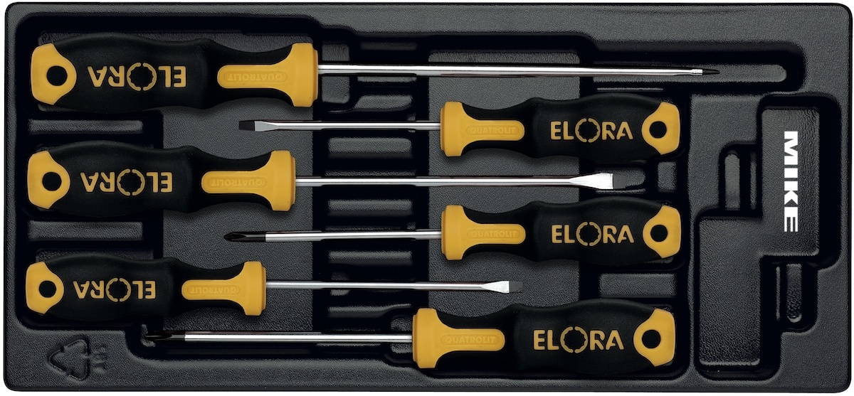 Bộ tua vít 6 cây ELORA MS-38 gồm bake vá vít dẹt. Made in Germany.