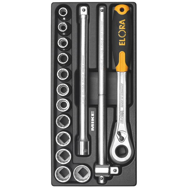 Bộ tuýp 12 cạnh ELORA MS-11, đầu vuông 1/2 inch 15 chi tiết