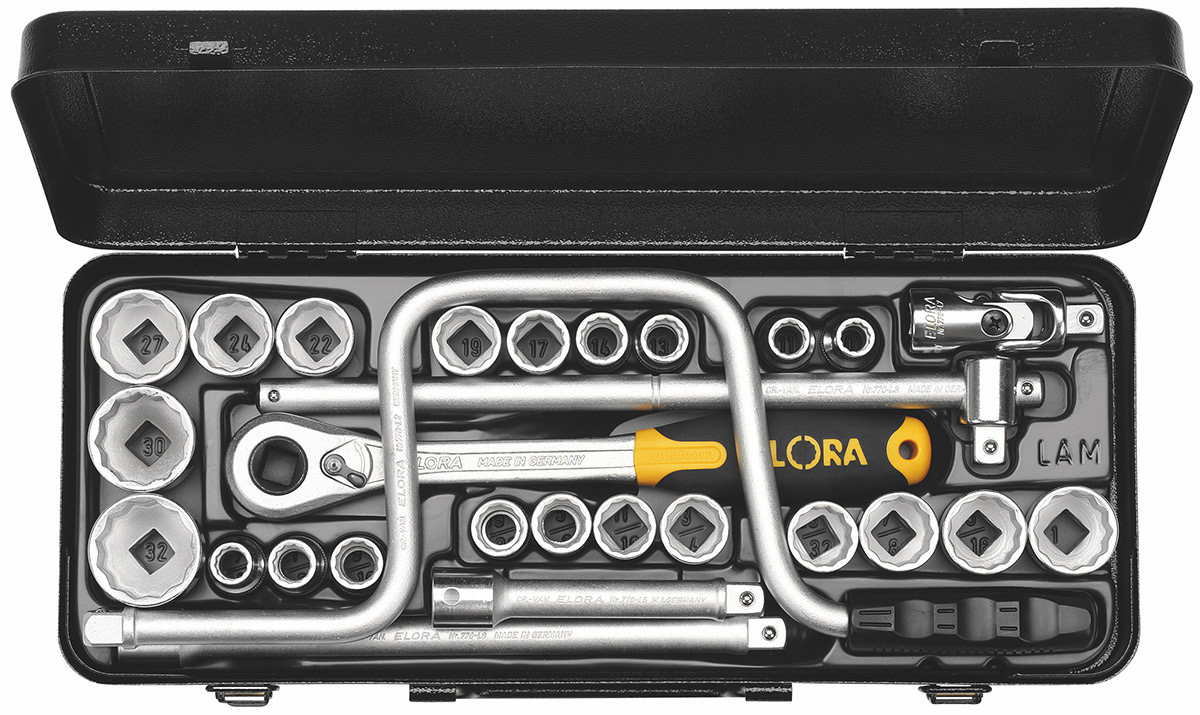 770-771 Bộ tuýp 28 chi tiết hệ inch và mét, đầu vuông 1/2 inch