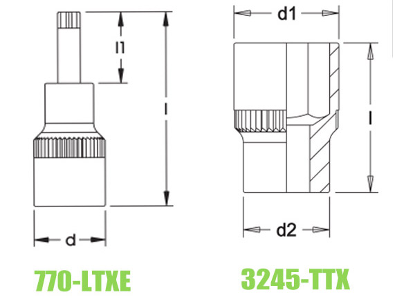 Bộ tuýp sao trong ngoài 17 chi tiết ELORA 770-TXE, vuông 1/2 inch
