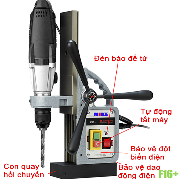 F16 Chân từ máy khoan đa năng có ổ cắm, khoan max Ø16mm