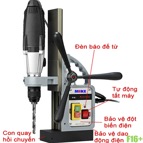 F16 Chân từ máy khoan đa năng có ổ cắm, khoan max Ø16mm