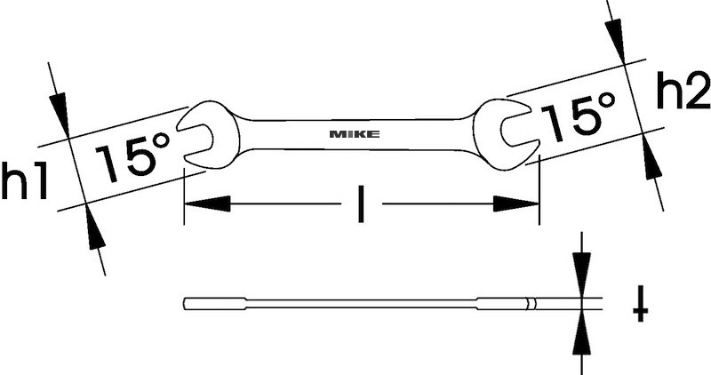Kích thước chi tiết cờ lê 2 đầu miệng ELORA 100