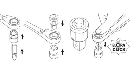 Các kiểu kết nối cờ lê tự động với phụ kiện ELORA