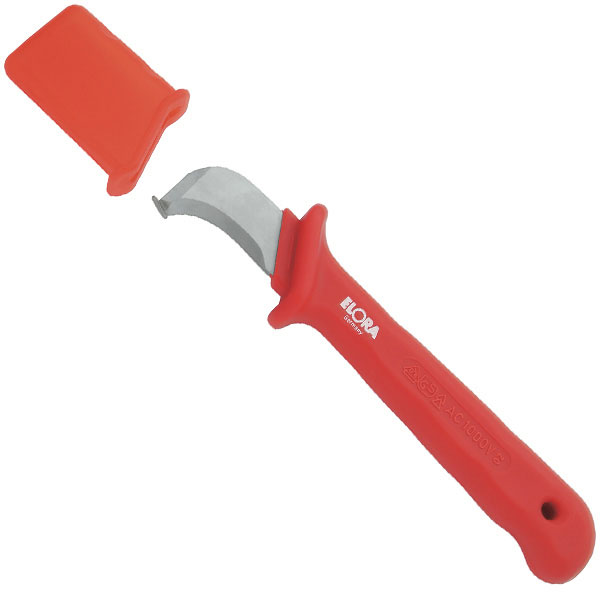 Dao gọt vỏ cáp ELORA 977A, cách điện 1000V, lưỡi cong mũi tà