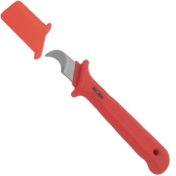 Dao rọc vỏ cáp cách điện 1000V ELORA 977H, lưỡi bán nguyệt