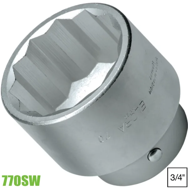 770SW Đầu chụp loại ngắn 12 cạnh vuông 3/4 inch Elora
