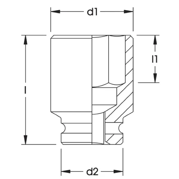 bản vẽ kích thước đầu tuýp đen ELORA impact socket