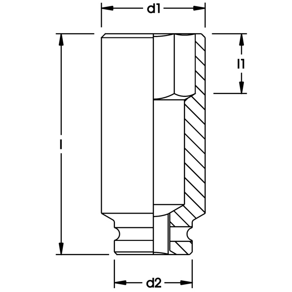 Đầu tuýp đen ELORA 792LT, 6 cạnh loại dài, đầu vuông 1" thumbnail 4
