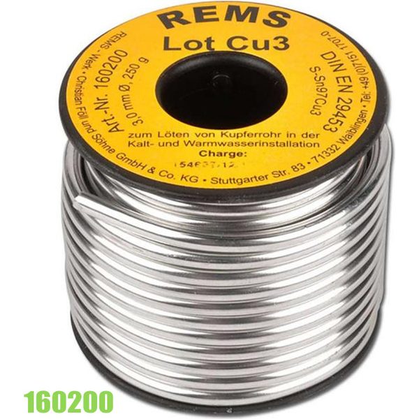 Cuộn dây thiếc REMS Lot Cu 3, hàn ống đồng 250g