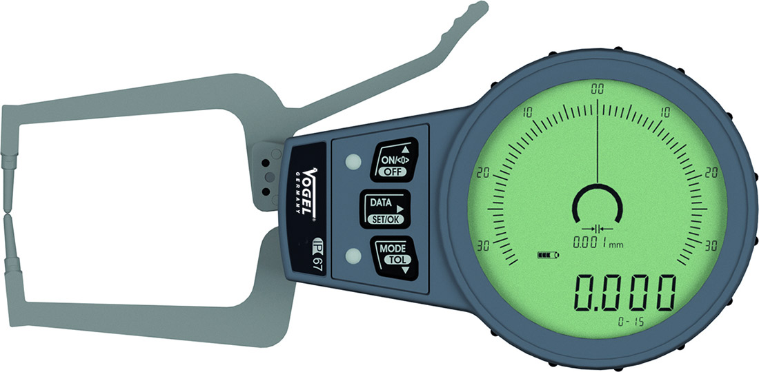 Đồng hồ đo độ dày 24055, thang đo 0 – 15mm, Vogel Germany