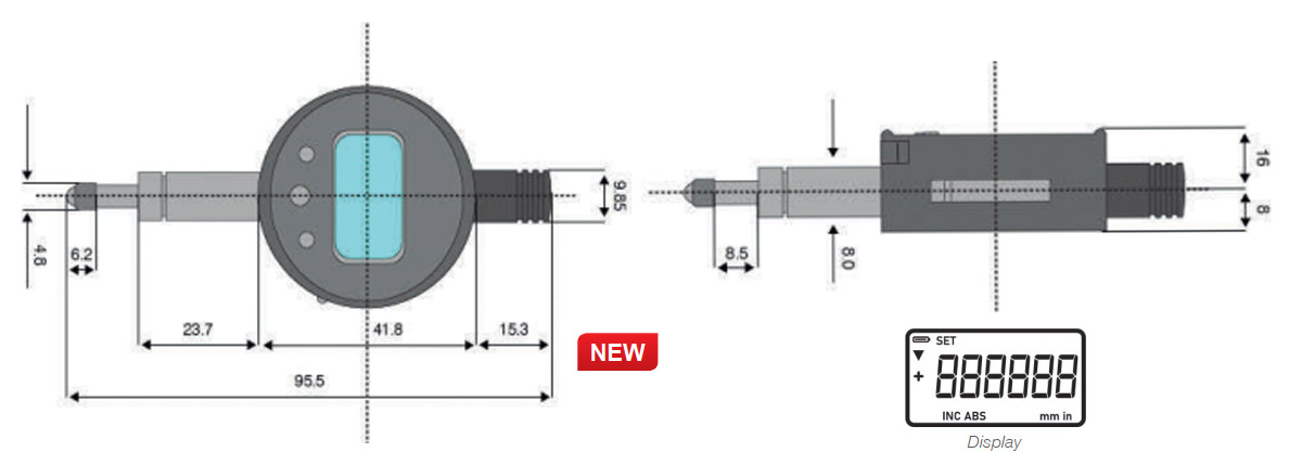 Bản vẽ kích thước đồng hồ so chân ngắn