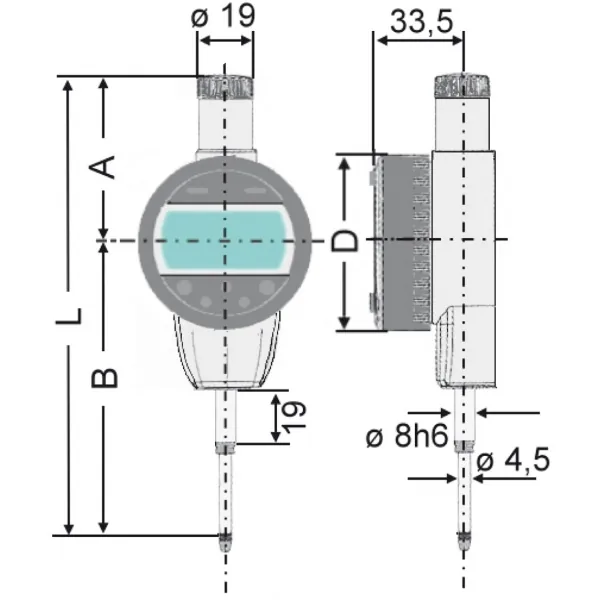 bản vẽ đồng hồ so điện tử 240256