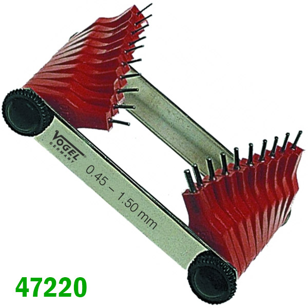 Dưỡng đo lỗ Vogel Germany 47220, từ Ø0.45mm đến Ø3mm