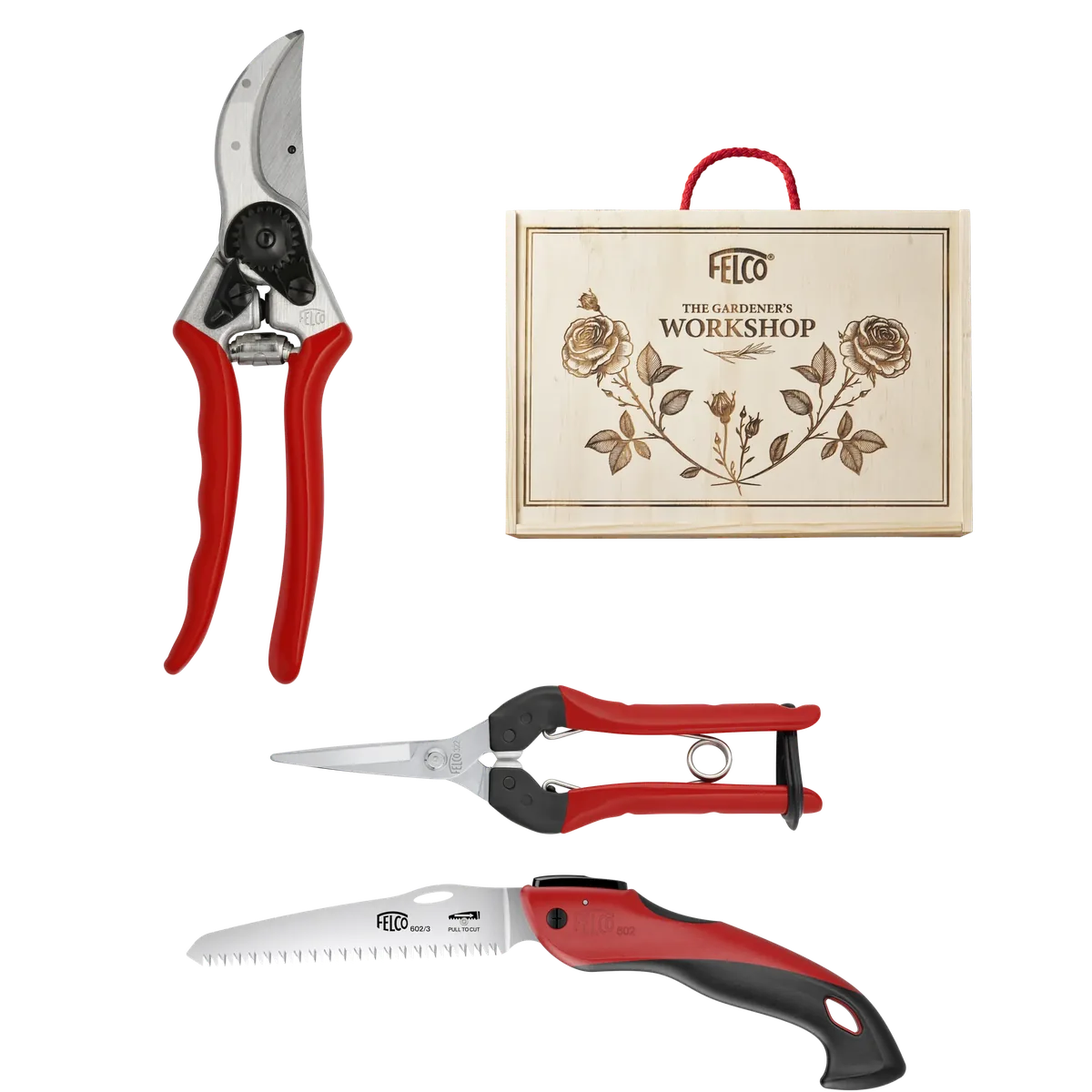 Bộ kéo cắt cành - tỉa dăm - cưa cành FELCO 935-C Gardener’s Workshop, hộp gỗ