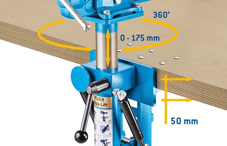 Giá gập nâng hạ ê tô HEUER Collapsible-Lift, gập, nâng, xoay thumbnail 4