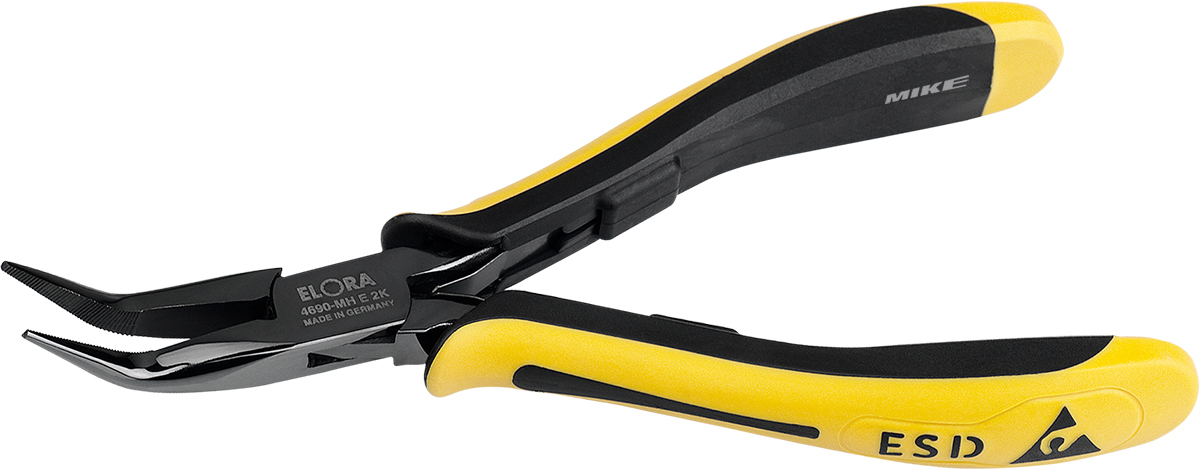 Kềm mũi nhọn ELORA 4690-MHE, đầu cong 45 độ, chống tĩnh điện
