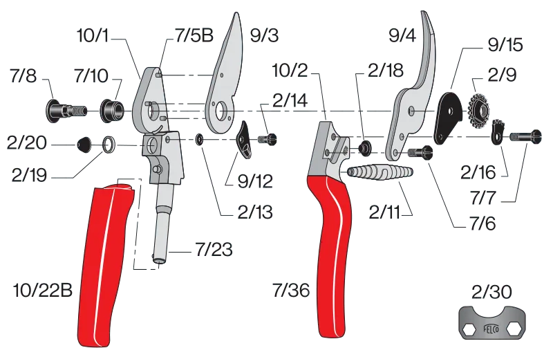 Kéo cắt cành FELCO 10, cán xoay cho người thuận tay trái