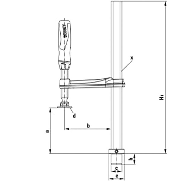 TW28 Kẹp phôi bàn hàn 300mm, lực kẹp 5000N. Bản vẽ kỹ thuật