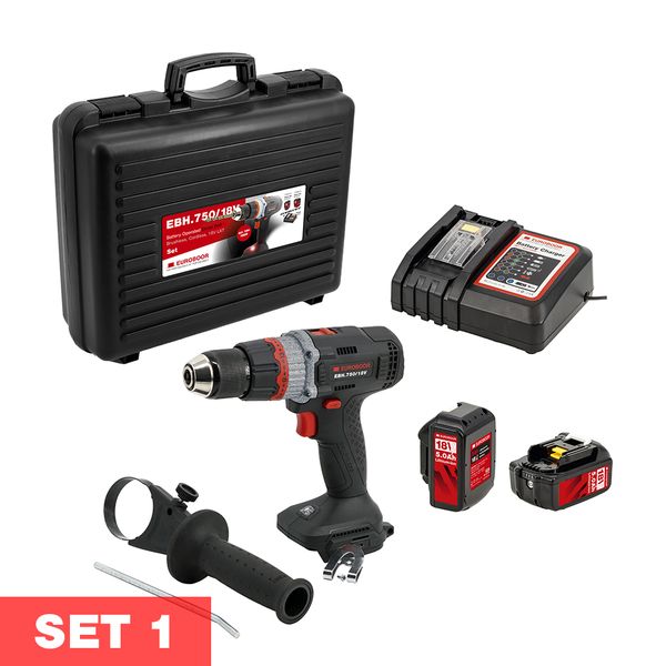 Cordless driver drill, 2000 RPM. 5Ah Set Euroboor EBH.750/18V 5Ah Set - 8 1/4, 2 15/16