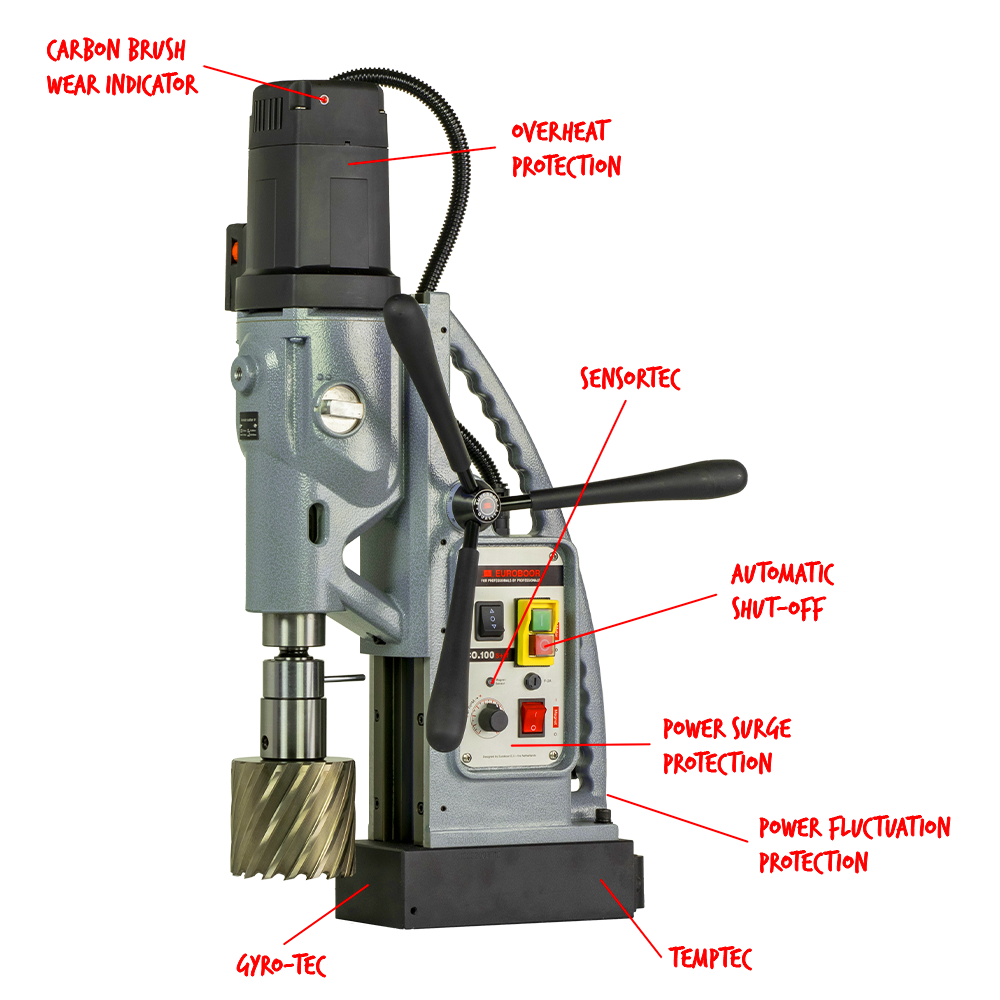 Magnetic drilling machine, 100 mm, 220 V. Euroboor TUBE.100S+/T - 1/8, M3 thumbnail 3